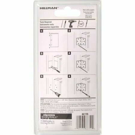 Hillman 3 SOLID BRASS SQ HINGE 851255